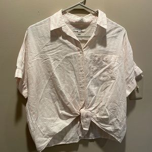Madewell tie front striped blouse
